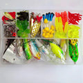 142-piece fishing lure suit with metal pliers and hard minnow lures featuring sequin accents