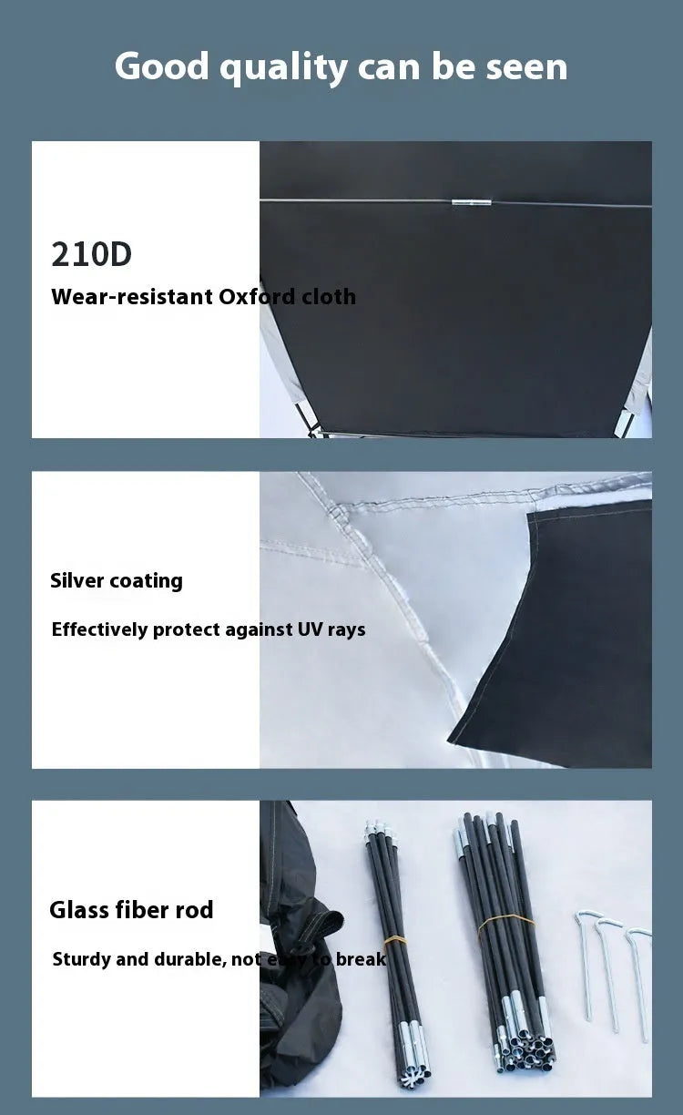 Black outdoor bicycle storage tent for 2-3 bikes with ground nails and brackets, size 185x65x165cm