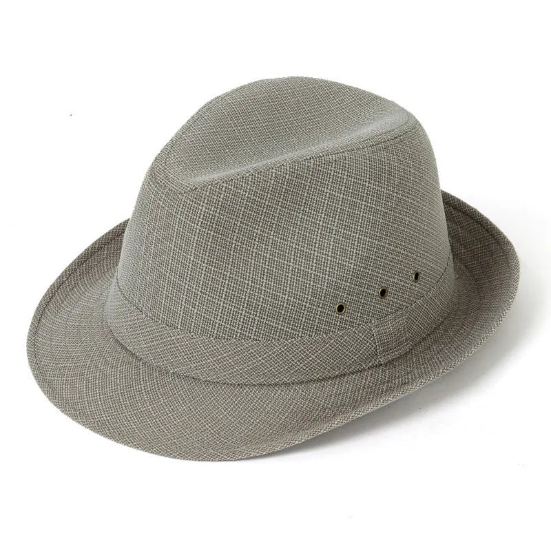 Classic brown fedora hat for men on a stand, showing the brim and structured crown.