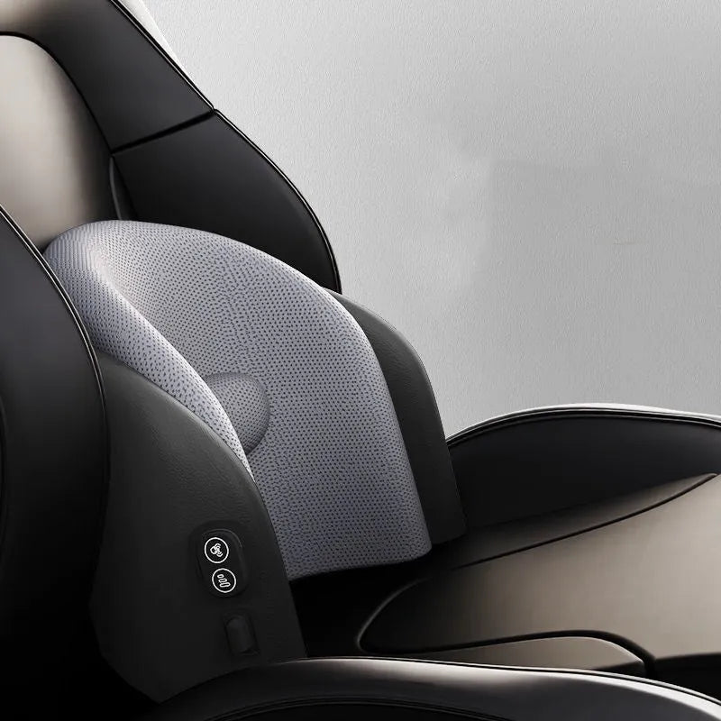 Car massage cushion for lumbar and neck support with memory cotton filling in multiple colour options