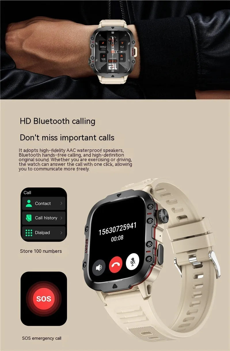 QX11 smartwatch in black or khaki with zinc alloy case, showing TFT screen displaying health data.