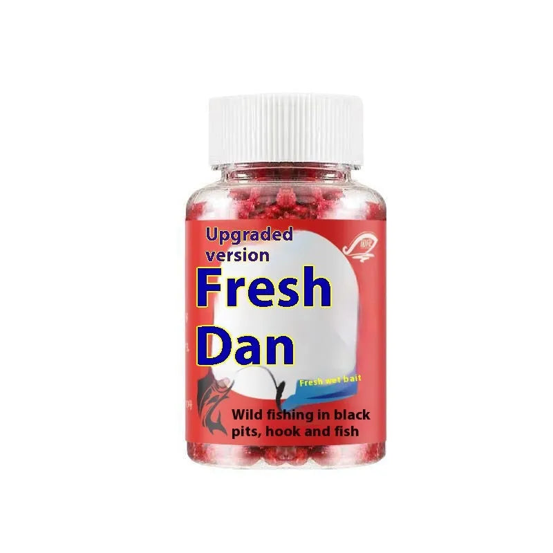 Fresh red fishing bait for crucian carp and grass carp in a bottle