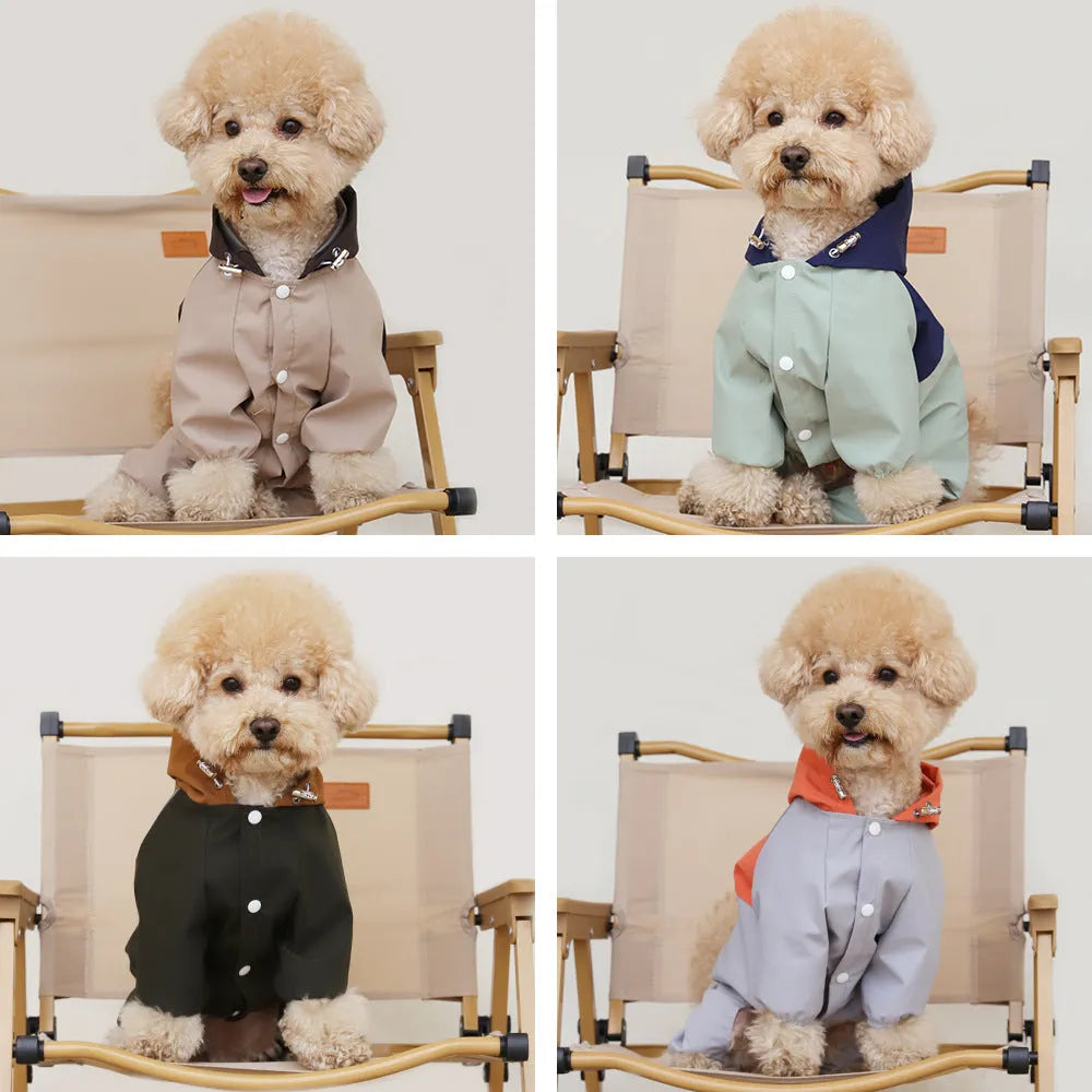 British style waterproof dog jacket for small and medium sized pets in Army Green colour
