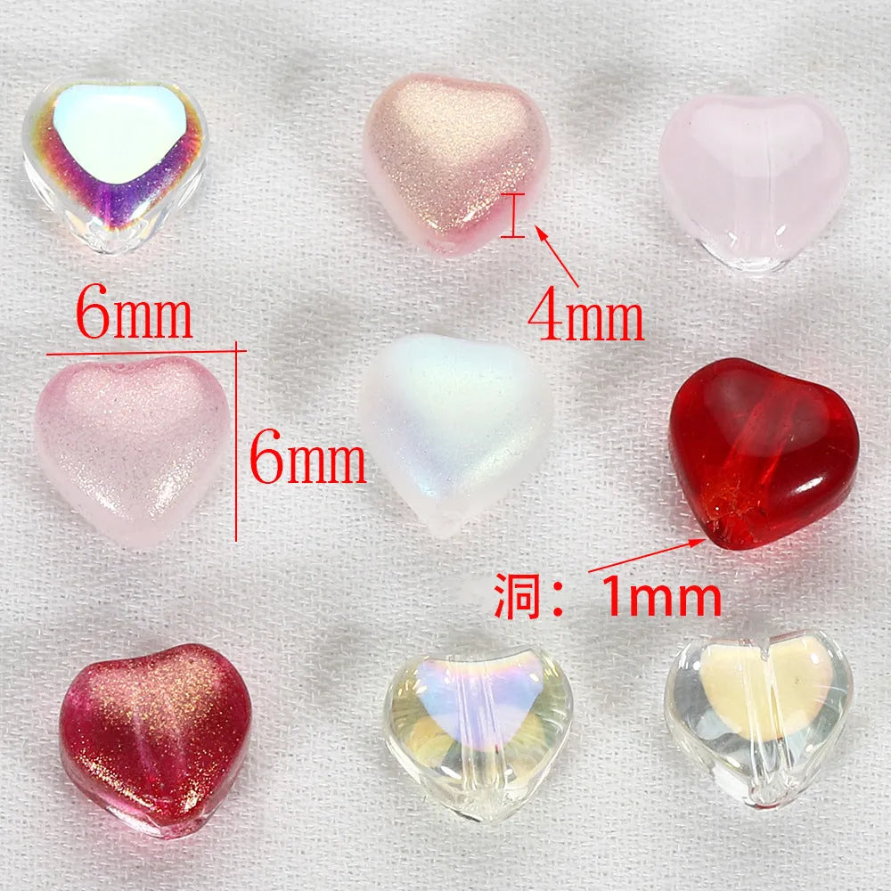 20 translucent heart-shaped acrylic spacer beads in assorted colours for jewellery making