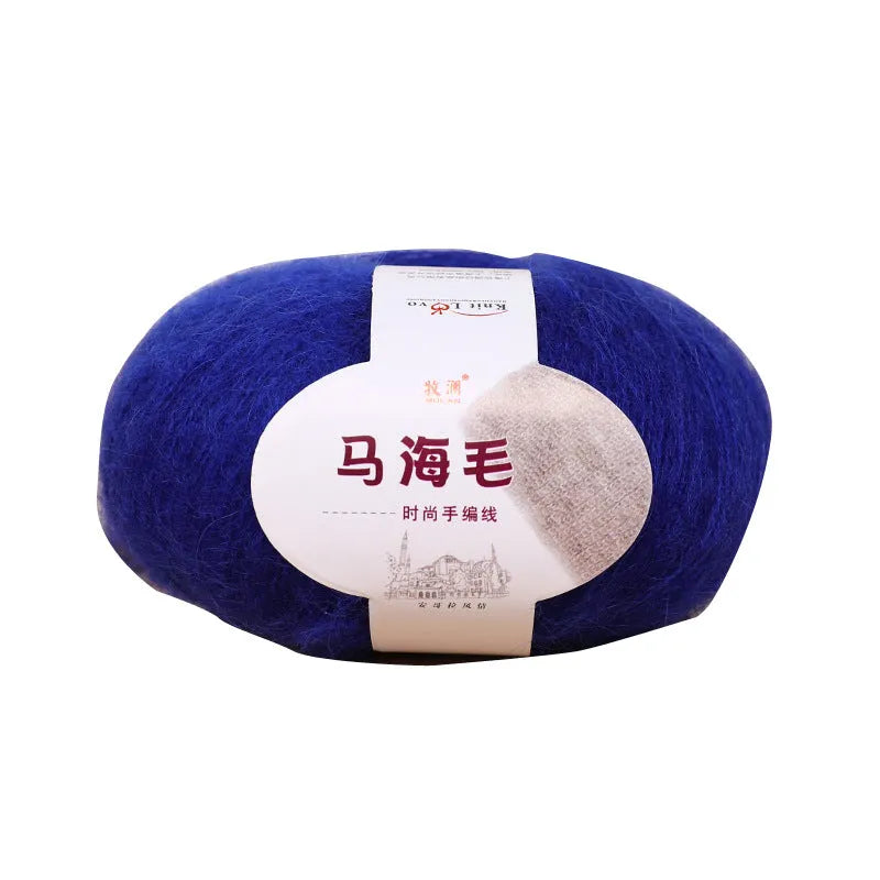 Mohair scarf DIY kit with wool ball of Inverness thread yarn showing multiple colour options for hand-woven spring accessories