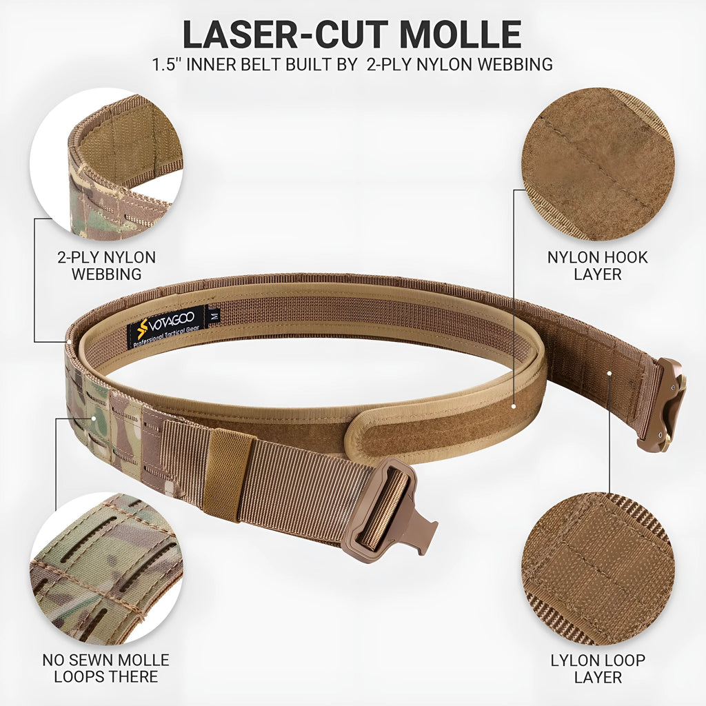 VOTAGOO 2-inch wide tactical belt with an automatic quick-release buckle in CP camouflage colour.