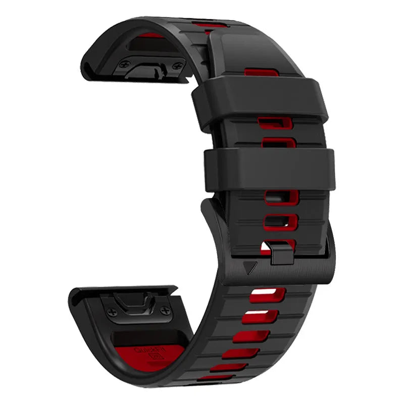 Two-tone quick release silicone strap for Garmin Fenix smartwatch in 22mm and 26mm widths