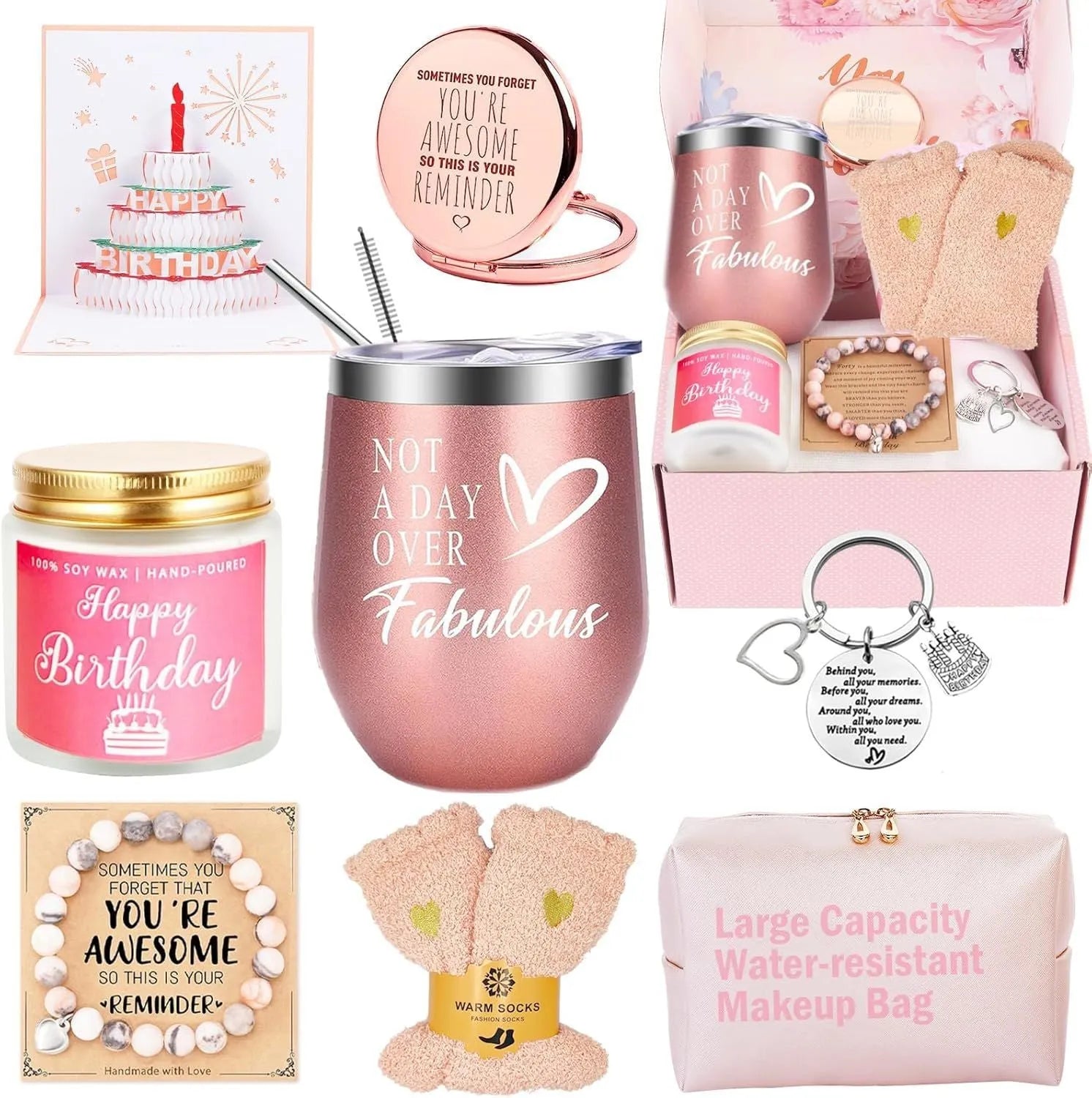 Aromatherapy gift box containing soy wax candles and bath products in modern simplicity design.
