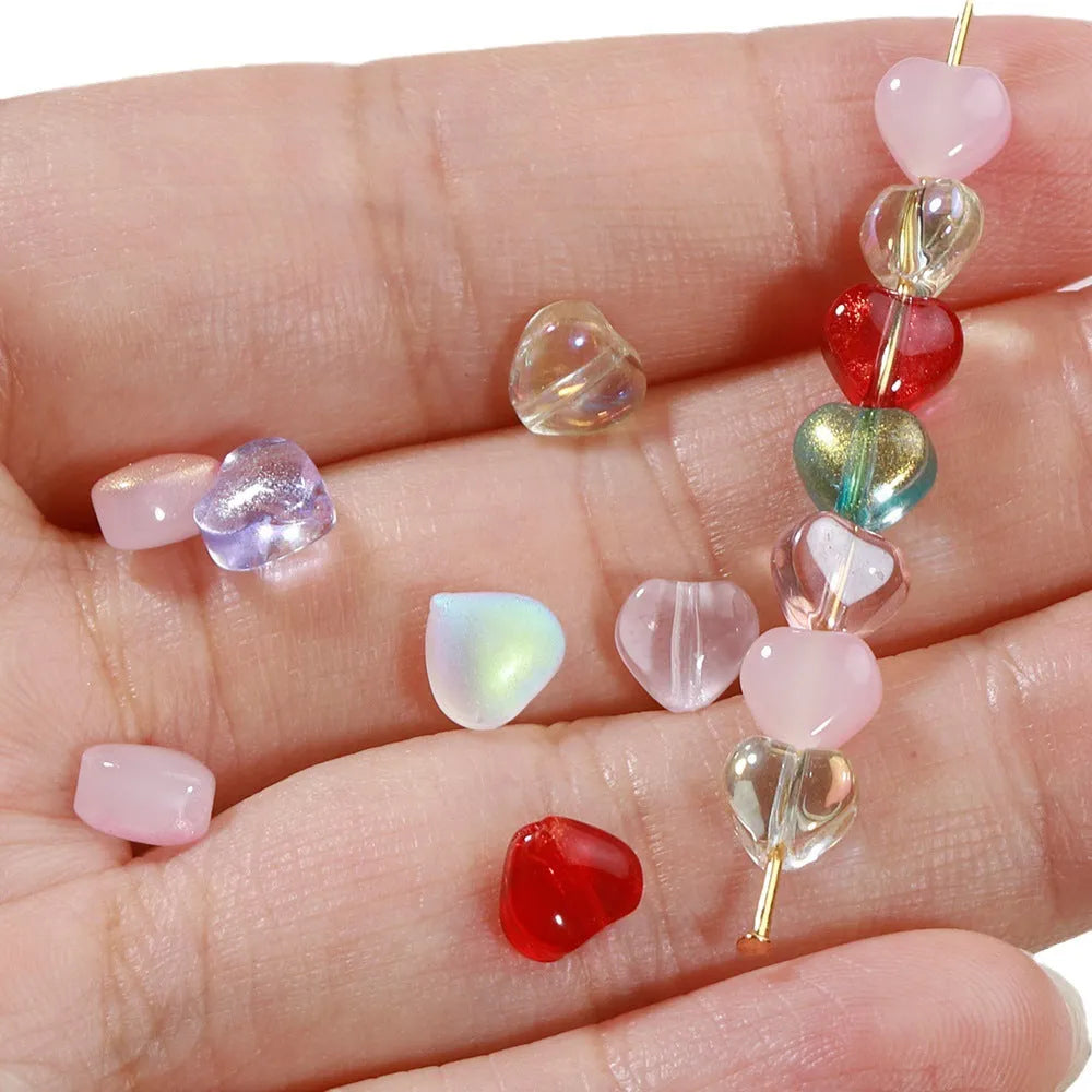 20 translucent heart-shaped acrylic spacer beads in assorted colours for jewellery making