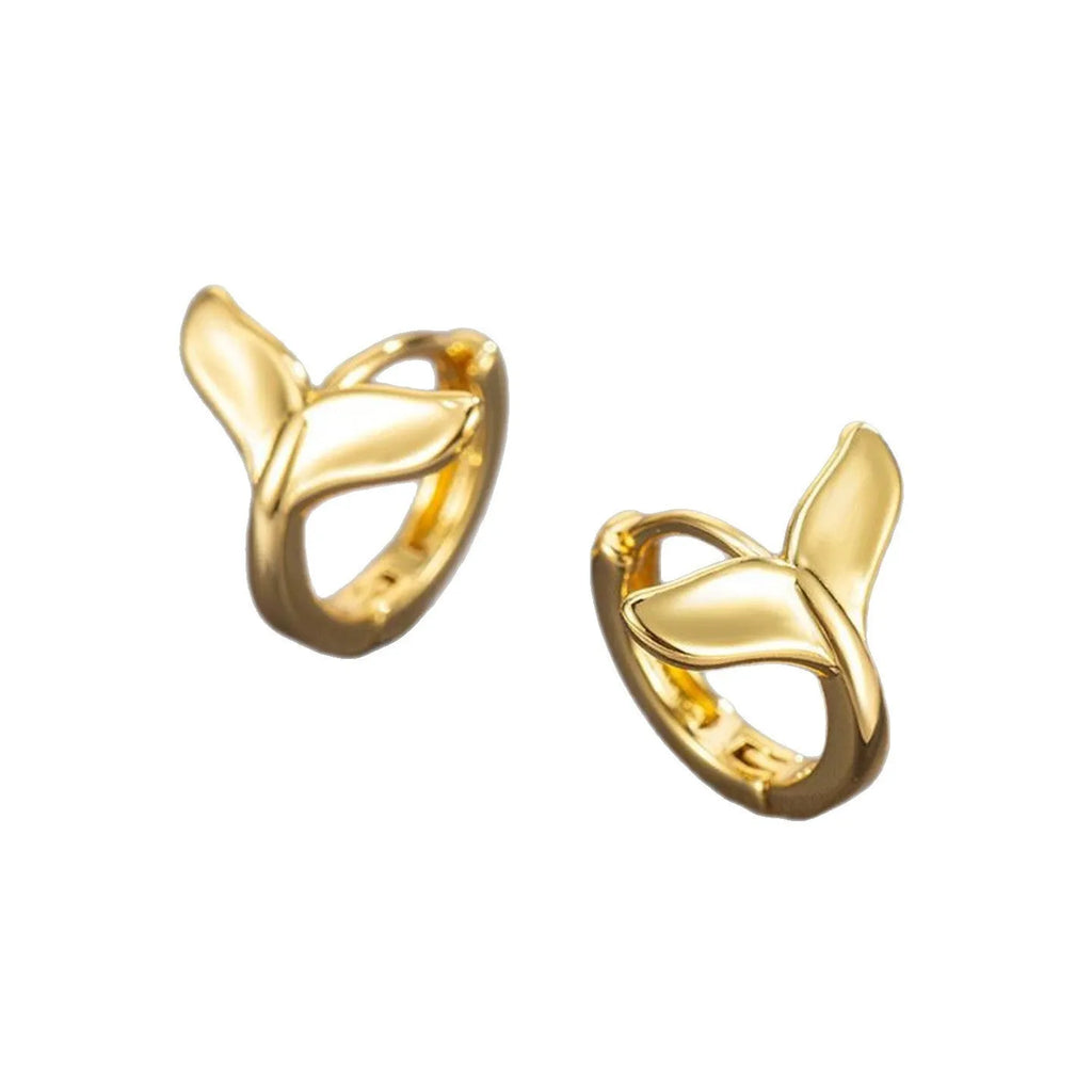 Women's fashion fishtail earrings in white gold and yellow gold colour options