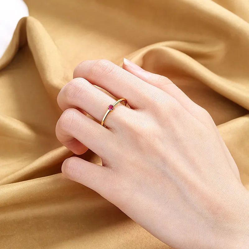 Copper women's ring with single diamond in circular geometric setting in choice of colours
