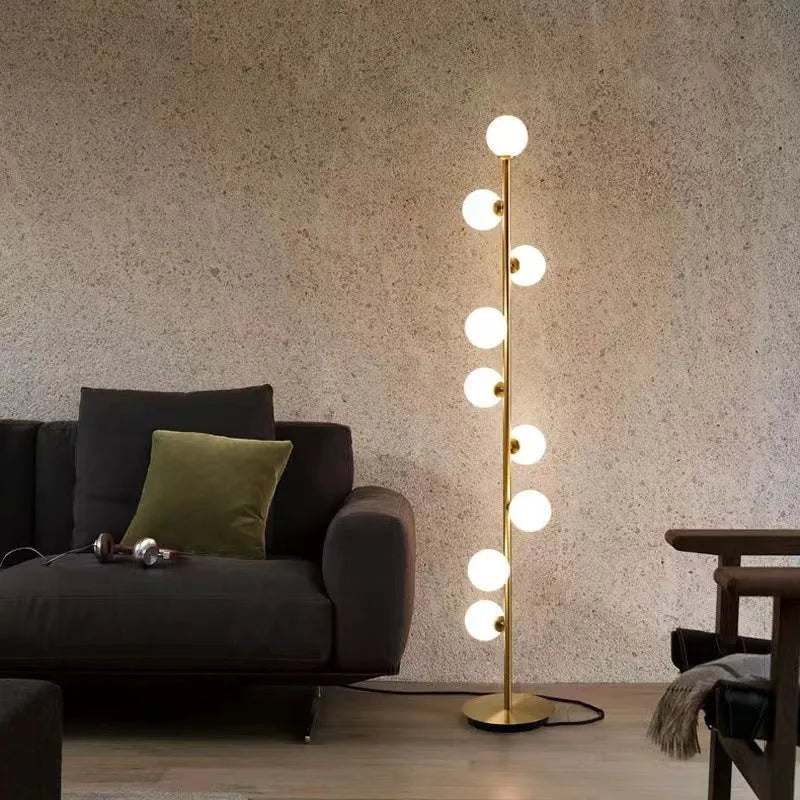 154cm tall floor lamp with wrought iron glass construction and ironwork base