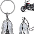 Vintage white angel feather necklace and matching keychain with wing pendant design