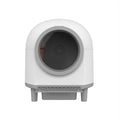 White automatic self-cleaning cat litter box with enclosed design