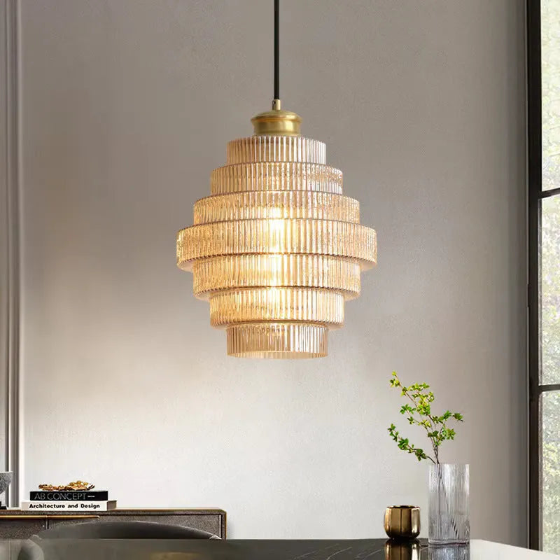 Modern light luxury small pendant light in smoky gray finish for hallway use