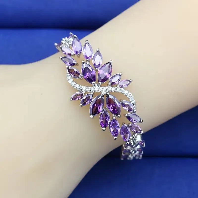 Heavy industry colour zircon fashion bracelet with real gold electroplating and micro inlaid stones on copper