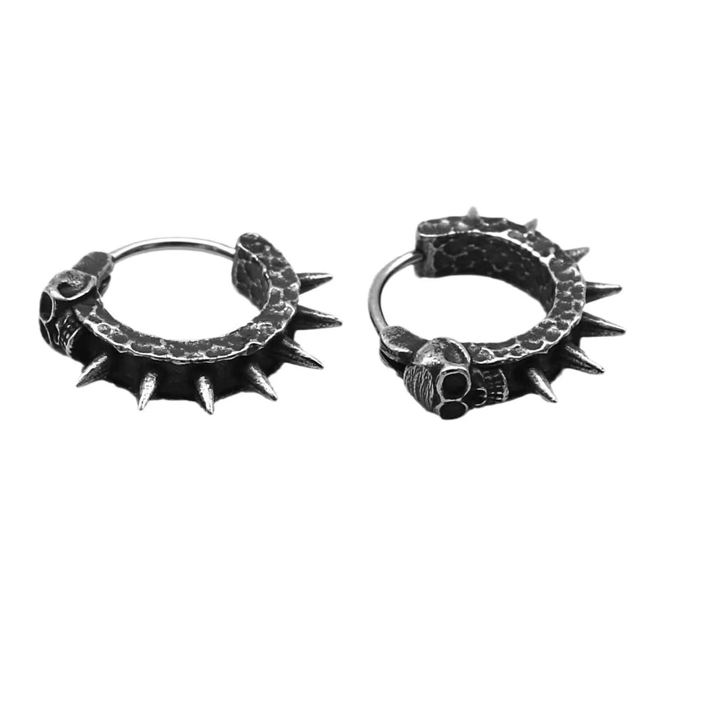 Copper plastic punk motorcycle geometry alloy earrings in retro black colour