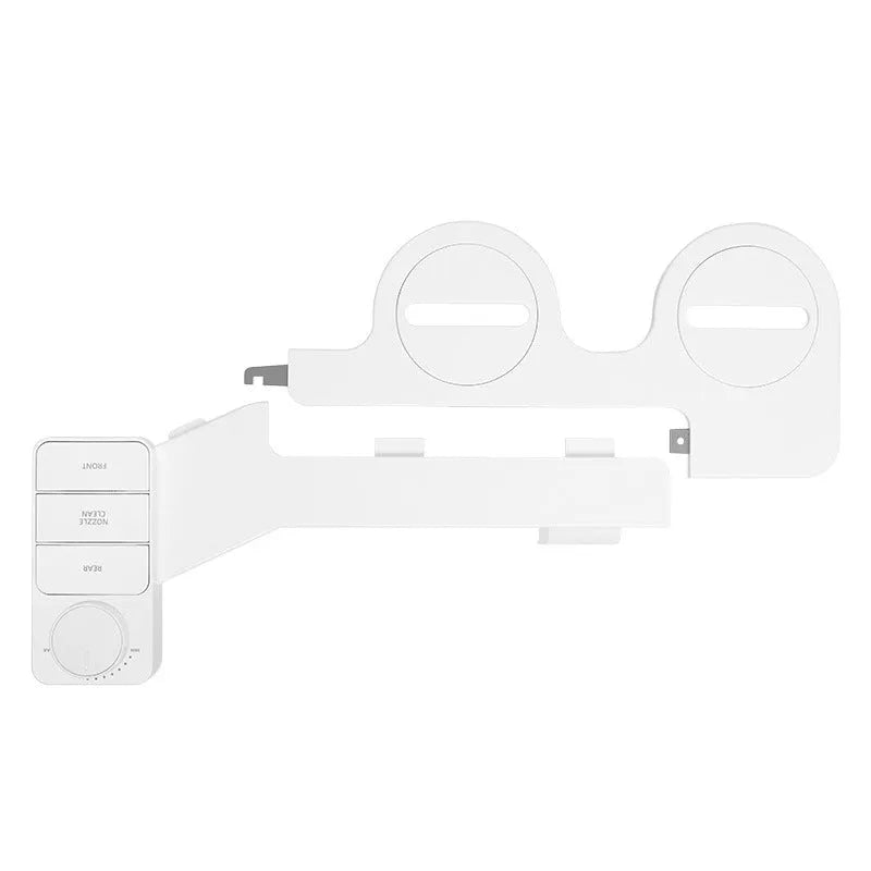 Pure white manual bidet attachment with split detachable design and one-click knob for water pressure control