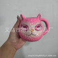 Handmade resin cat craft cup with hand-painted detailing in blue, green, pink, or purple.
