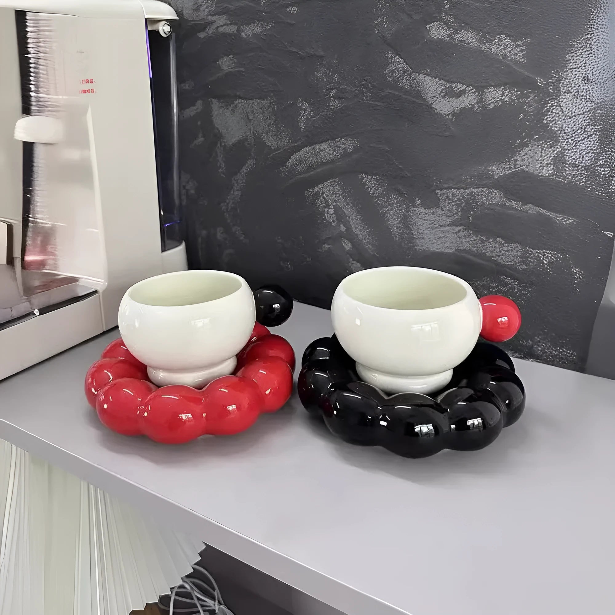 Nordic style ceramic coffee set with 250ml cup and dish in solid colour