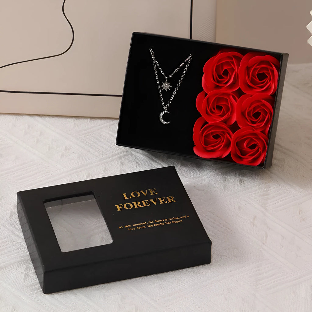 Korean-style soap flower gift box set with six handmade floral soaps in presentation box