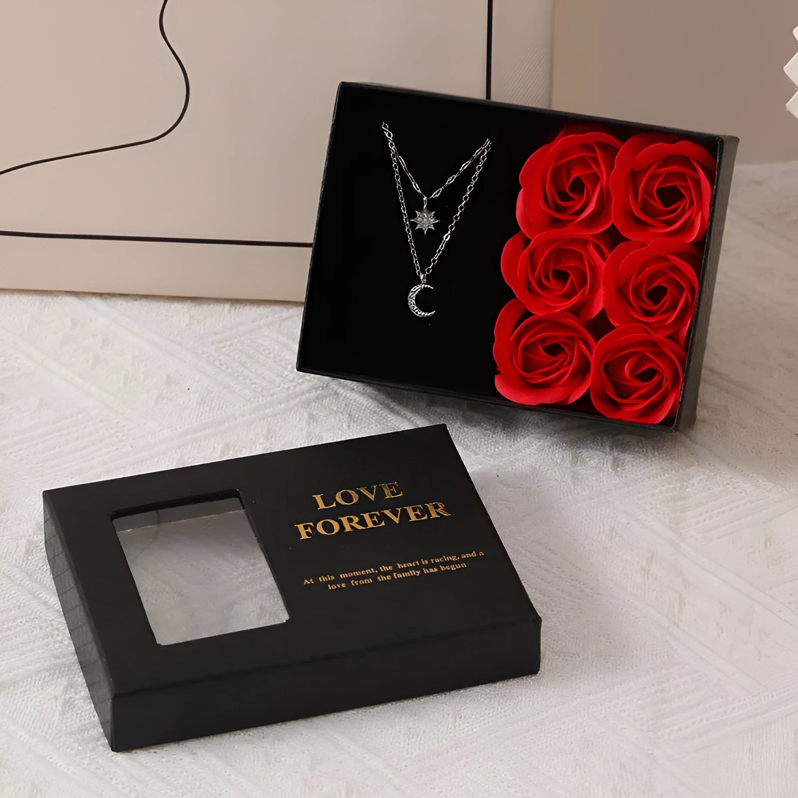 Korean-style soap flower gift box set with six handmade floral soaps in presentation box