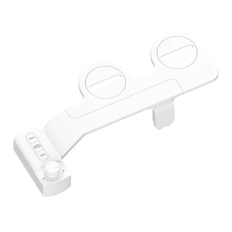 Pure white manual bidet attachment with split detachable design and one-click knob for water pressure control