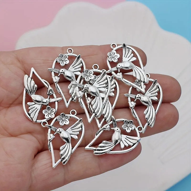 Alloy magpie pendant with electroplated finish for DIY jewellery making