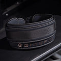 Abdominal exercising band and lumbar support belt for weightlifting and squat training.
