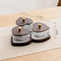 Glass snack serving platter with transparent heart-shaped lids in 2 3 4 5 grid compartment configurations