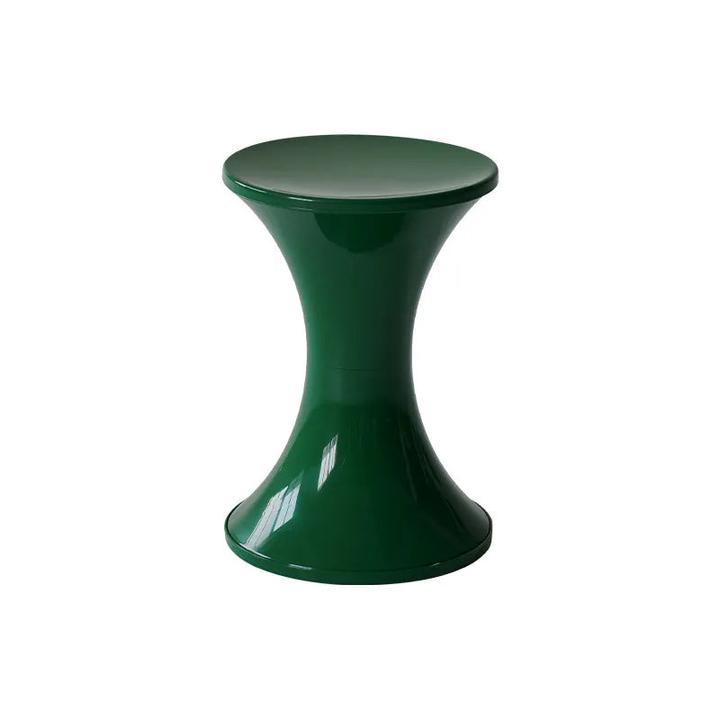 Hourglass-shaped plastic shoe changing stool with non-slip base in multiple colour options