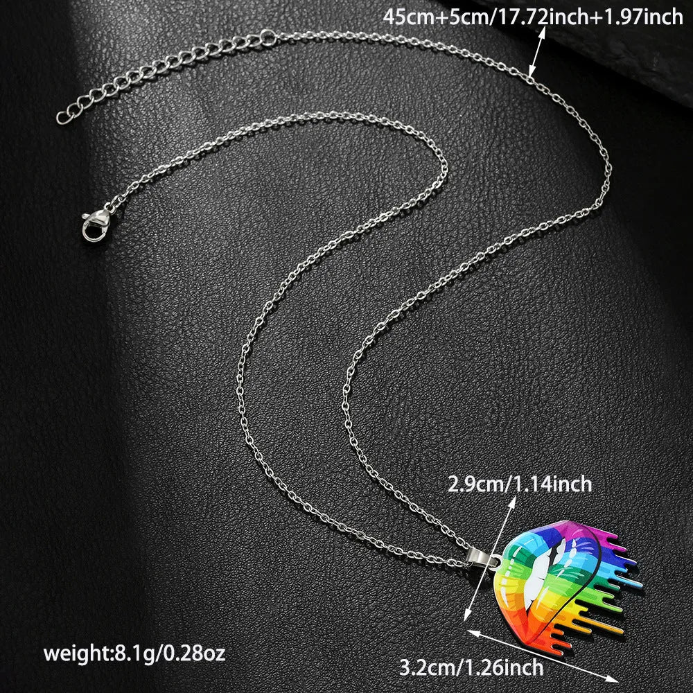 Stainless steel friendship necklace and bracelet set with inspirational colour printing.
