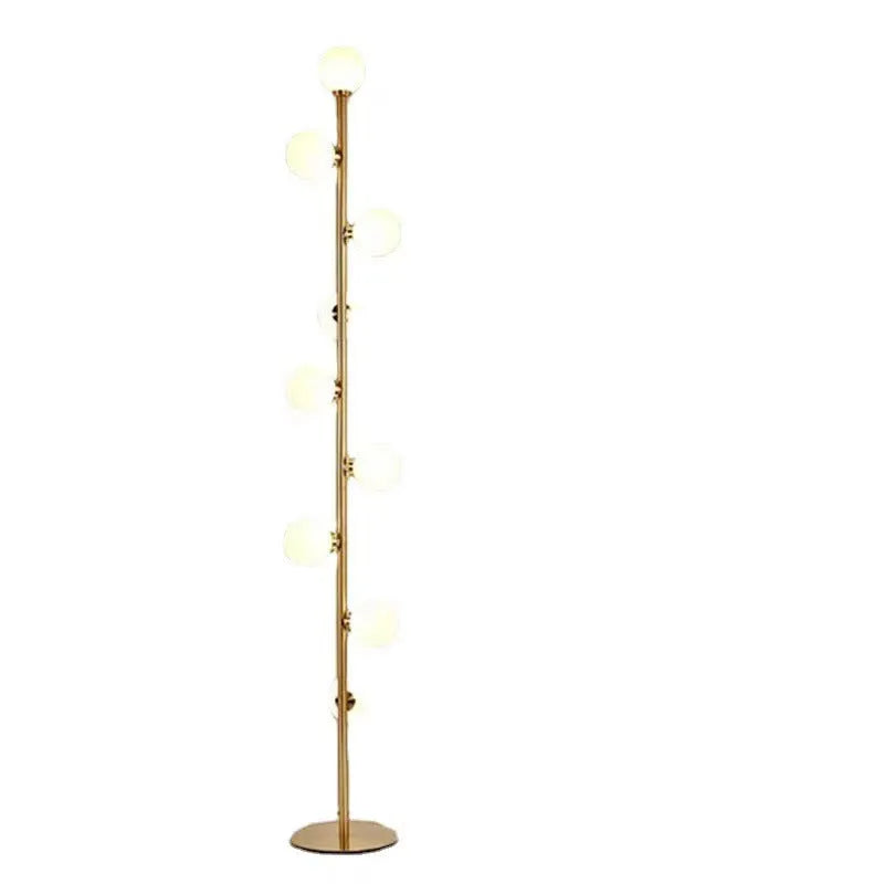 154cm tall floor lamp with wrought iron glass construction and ironwork base