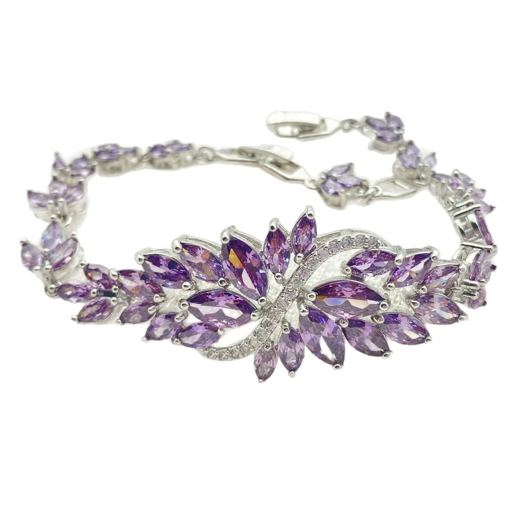 Heavy industry colour zircon fashion bracelet with real gold electroplating and micro inlaid stones on copper