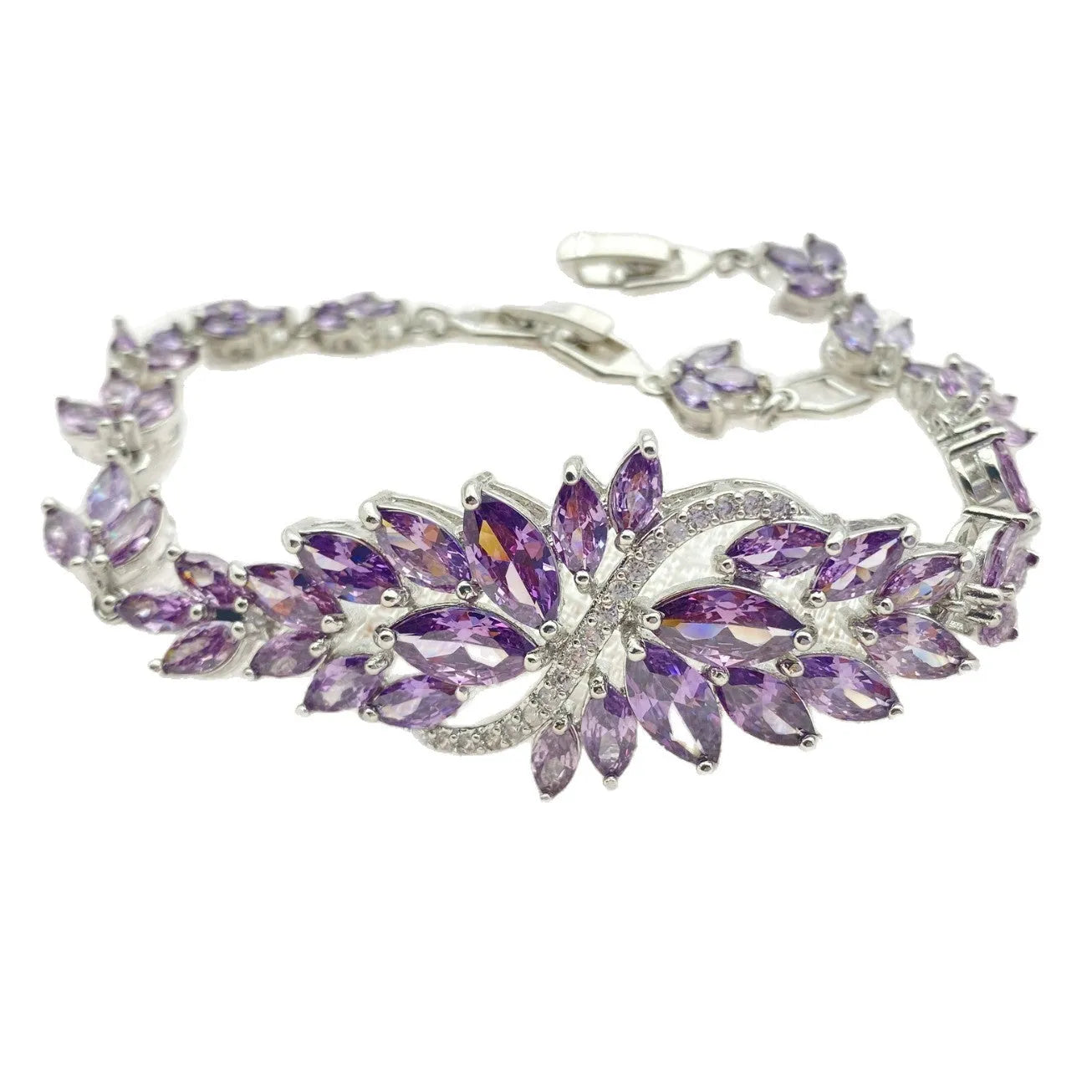 Heavy industry colour zircon fashion bracelet with real gold electroplating and micro inlaid stones on copper
