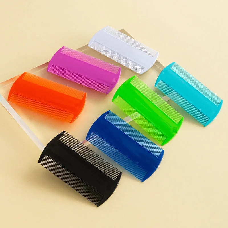 Double-edged fine-toothed plastic comb for flea and lice removal on pets and people