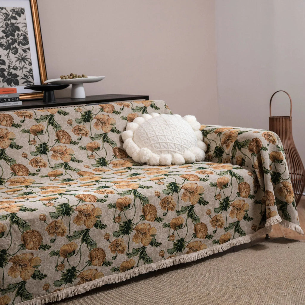 American country-style jacquard floral pattern sofa cover in thick retro fabric.