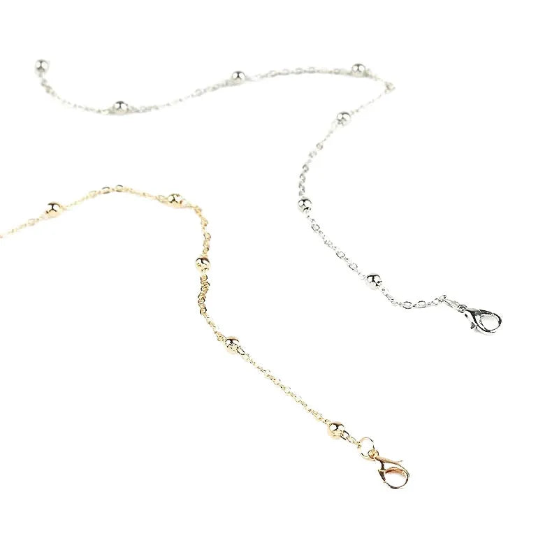 Bohemian metal anklet with twisted chain and geometric pendant in gold or silver