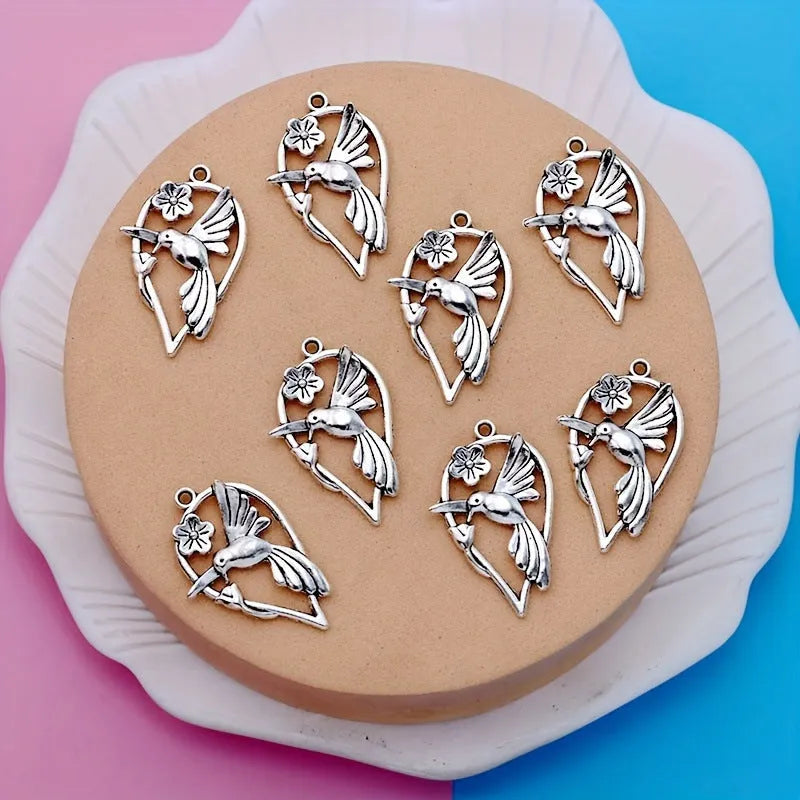 Alloy magpie pendant with electroplated finish for DIY jewellery making