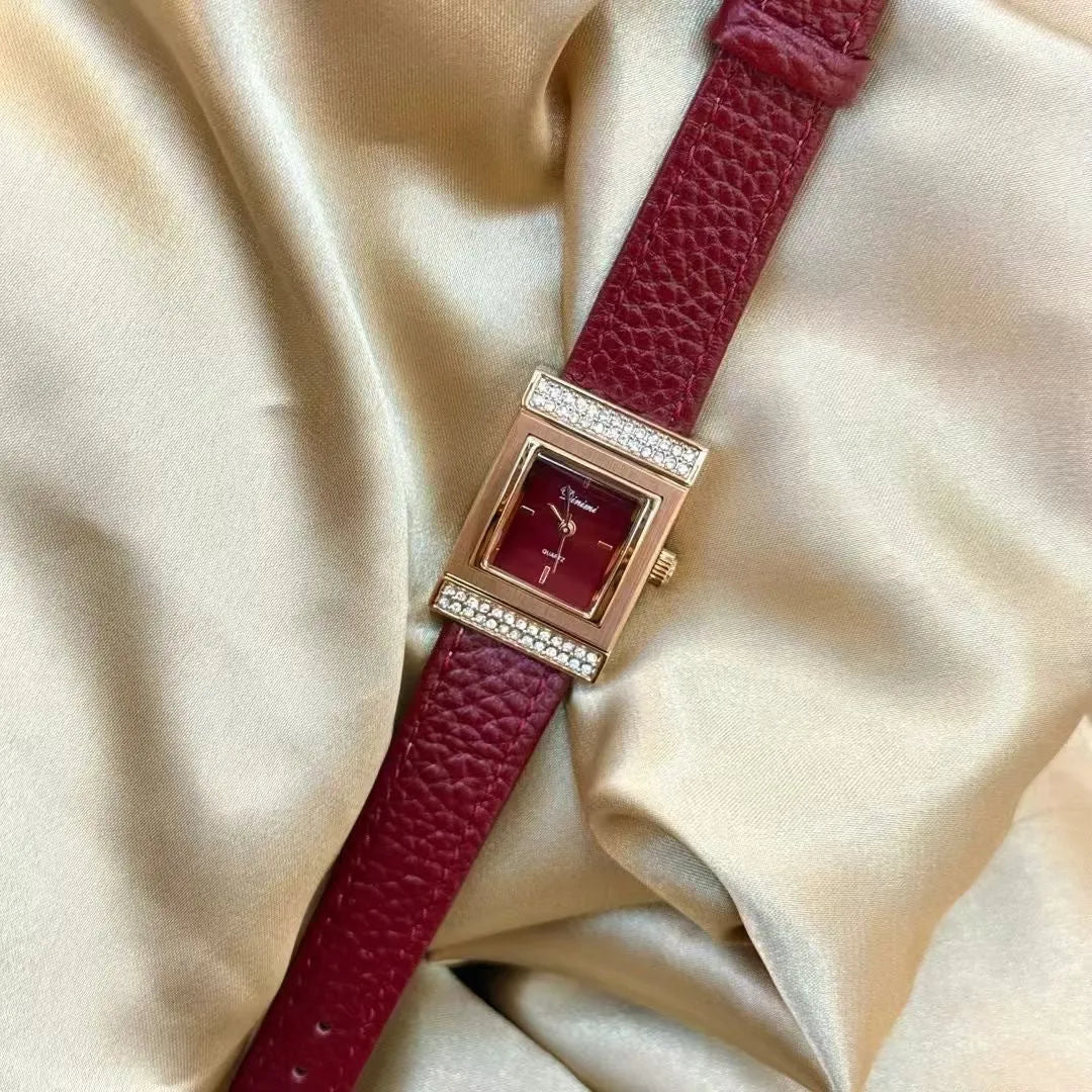 Alloy women's watch with Chinese style dial design options including camellia pattern and diamond arrangements
