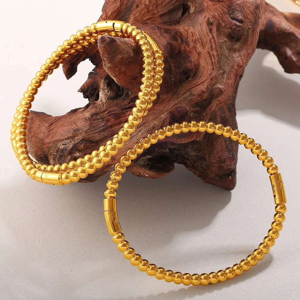 Gold buckle bracelet stainless steel open-end circle motif fashion OL