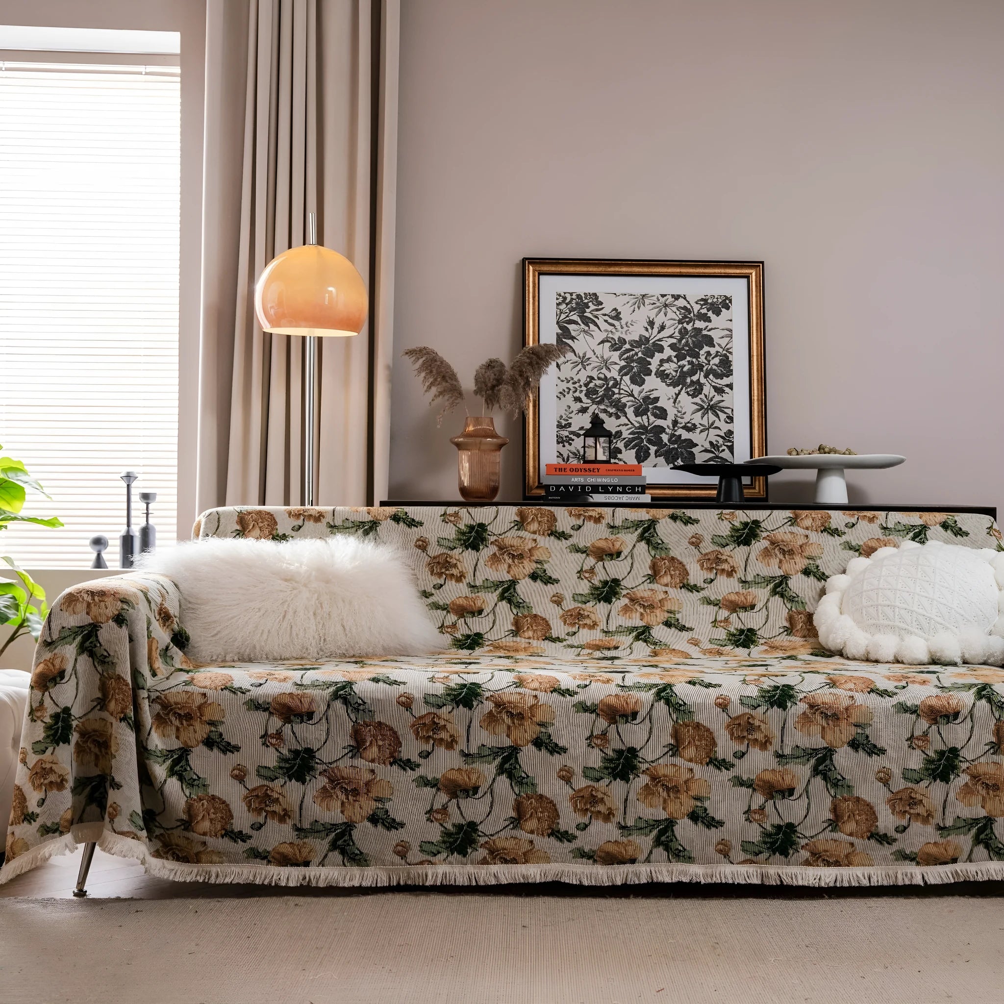 American country-style jacquard floral pattern sofa cover in thick retro fabric.