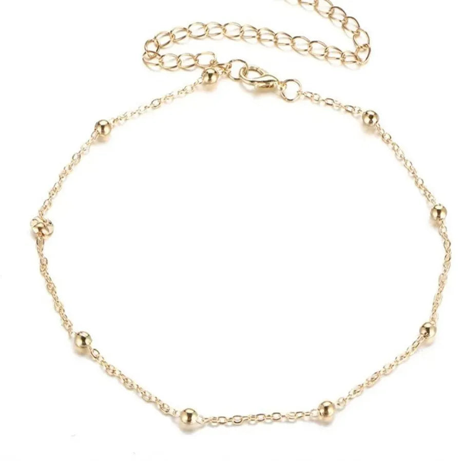 Bohemian metal anklet with twisted chain and geometric pendant in gold or silver