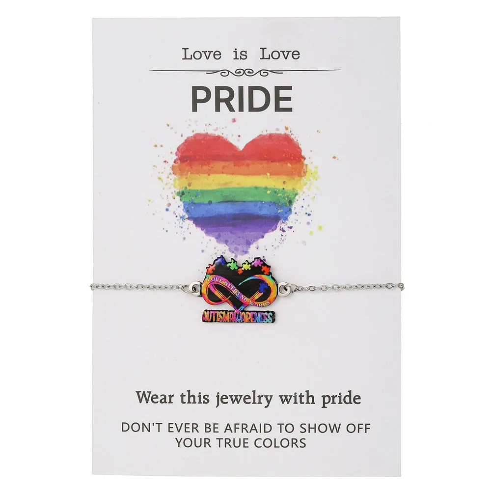 Stainless steel friendship necklace and bracelet set with inspirational colour printing.