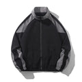 Men's black casual jacket with contrast stitching details and side seam pockets