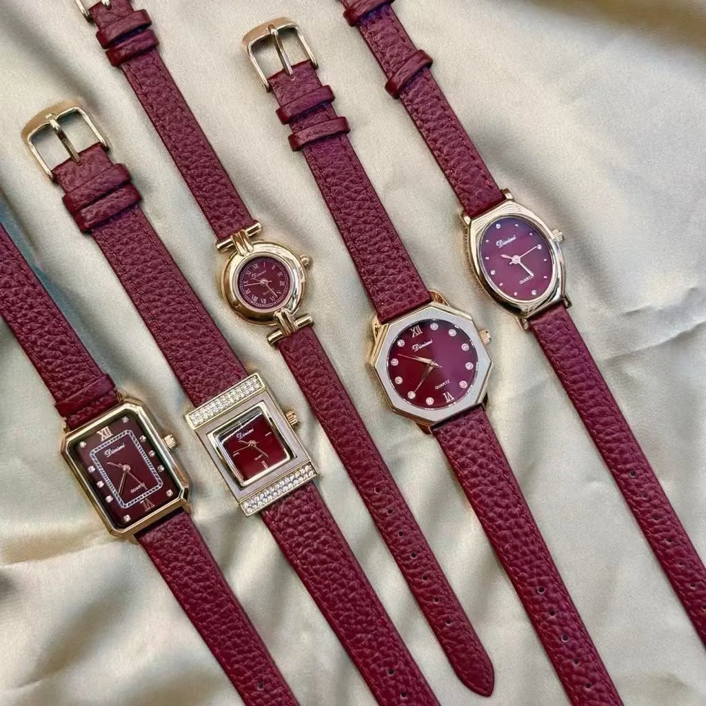 Alloy women's watch with Chinese style dial design options including camellia pattern and diamond arrangements