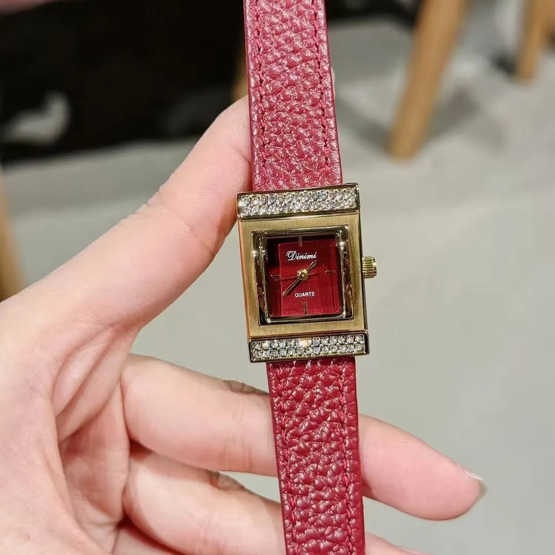 Alloy women's watch with Chinese style dial design options including camellia pattern and diamond arrangements