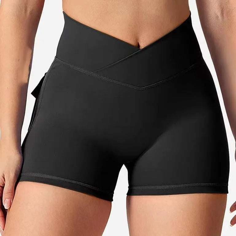 Women's workout shorts peach hip tight fitting in nylon blend fabric for fitness running yoga cycling