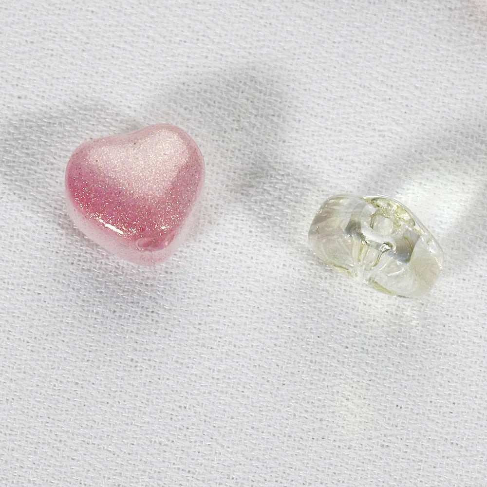 20 translucent heart-shaped acrylic spacer beads in assorted colours for jewellery making