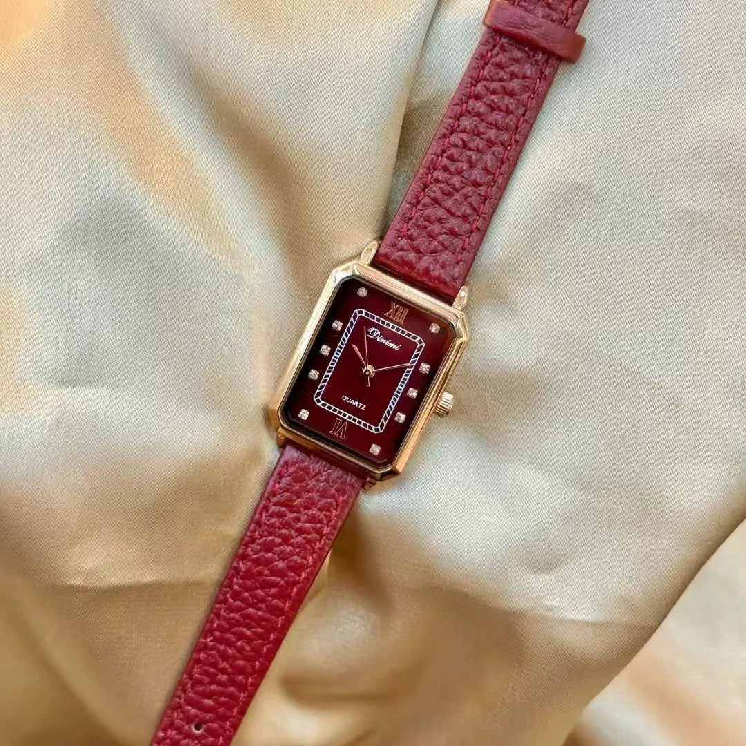Alloy women's watch with Chinese style dial design options including camellia pattern and diamond arrangements